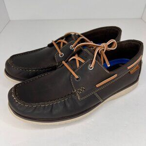 Clarks Mens 641444280 Brown Noonan Lace Up Comfort Nubuck Size 9.5M Boat Shoes